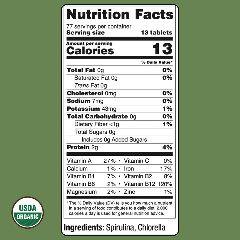 [Australia] - On Target Living Organic Spirulina Chlorella | Supergreens | USDA Organic | 1000 Tablets- 250 G (8.8 oz) | Vegan | Immune Support | Alkalyzing | Nutrient Dense | Protein Dense 
