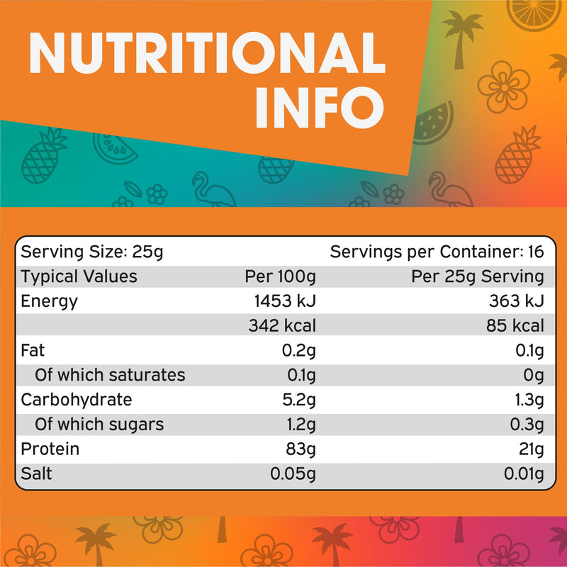 Protein Dynamix - Clear Whey Protein Isolate - Tropical Flavour - Low Sugar • Less Than 90 Calories per Serving • 400g