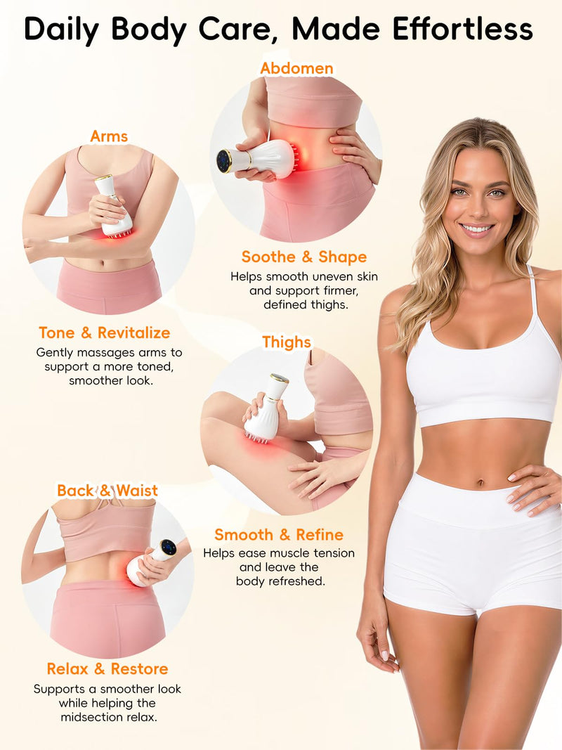 Lymphatic Drainage Massager for Body & Legs – Electric Handheld Body Massager with 12 Levels & Multi-Mode Massage, Helps Support Circulation, Smooth the Look of Cellulite & Relax Muscles-White