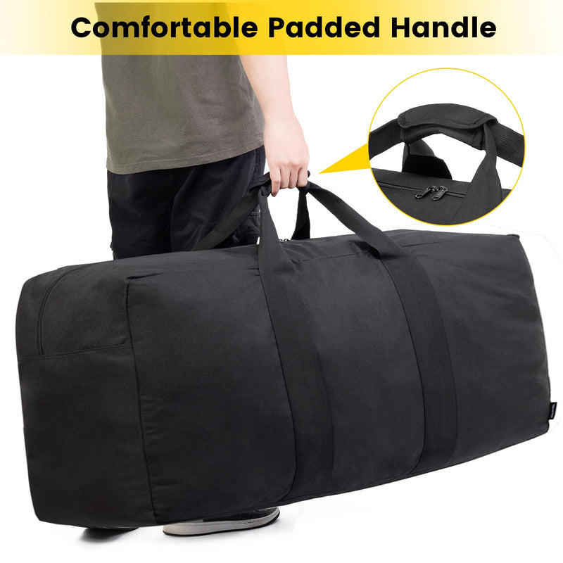 Vorspack 200L Extra Large Duffle Bag for Travel, Camping - Black | Foldable Travel Bag, Thickened 600D Polyester, Tear-Resistant, Padded Handle, Ideal for Moving, Weekend, Overnight, Hospital 200 l