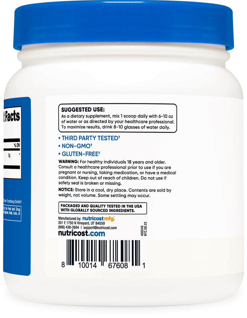 Nutricost Creapure® Creatine Monohydrate 500 Grams Unflavored 100 Servings (Pack of 1)