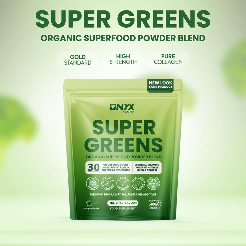 Super Greens Powder 30 Superfoods Blend with Spirulina Wheatgrass Chlorella Acai & Maca | Digestive Enzymes Probiotics Fibre Iron Vitamins | Vegan Gluten Free Natural Flavour | 300g 30 Servings