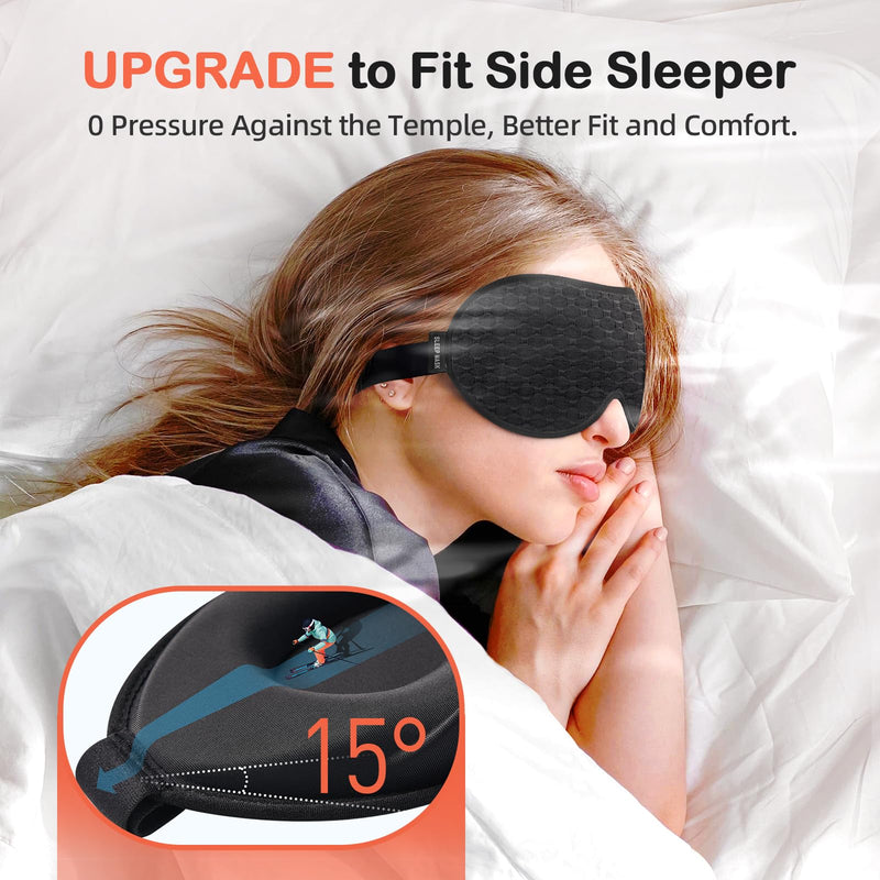 [Australia] - INNELO 3D Contoured Sleep Mask for Side Sleepers, 100% Light Blocking Sleeping Mask for Men & Women, Soft, No Pressure on Eyes, Airplane Blindfold for Travel, Night Eye Cover for Nap, Yoga, Black 