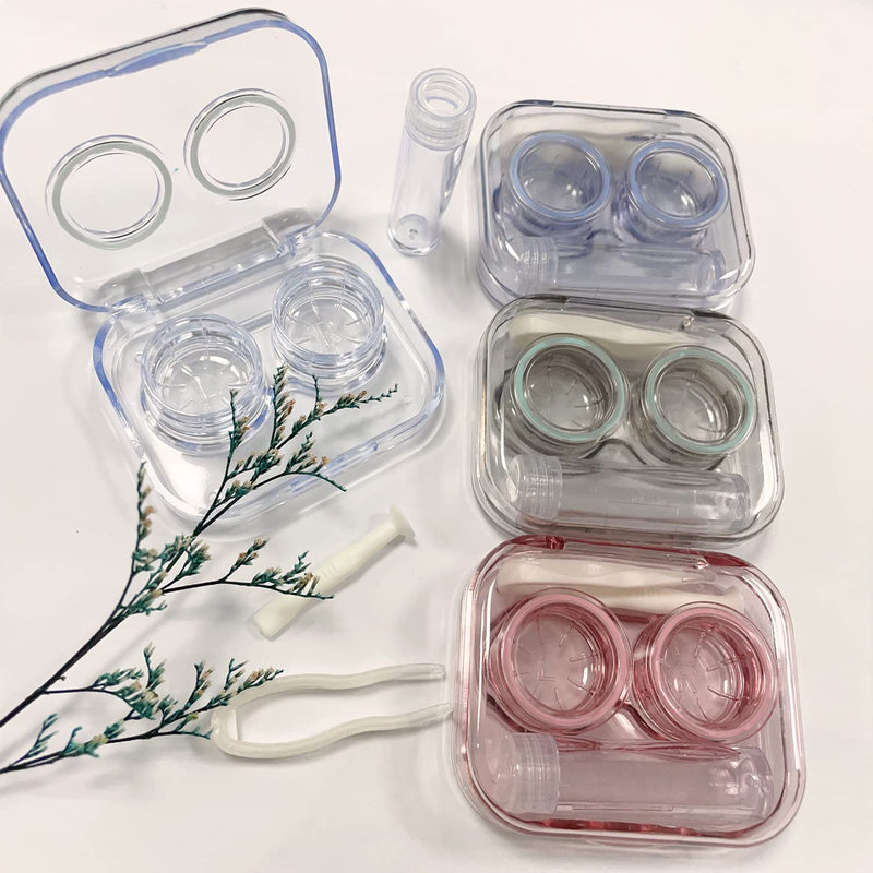 [Australia] - 4 Pack Flip Top Clear Contact Lens Case Travel Kit, Cute Contact Case Holder with Tweezers Remover Tool, Contact Lens Soak Storage Kit for Travel & Home Pink, Green, Blue, Purple 