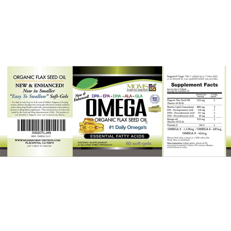 [Australia] - Natural Omega 3-6-9 Blend with DPA, EPA, DHA, ALA and GLA and Organic Flax Seed Oil Plus Wild Caught Natural Fish Oil - Over 2,800 Milligram Strength - Gluten Free - Made in The USA - 60 SoftGels 1 