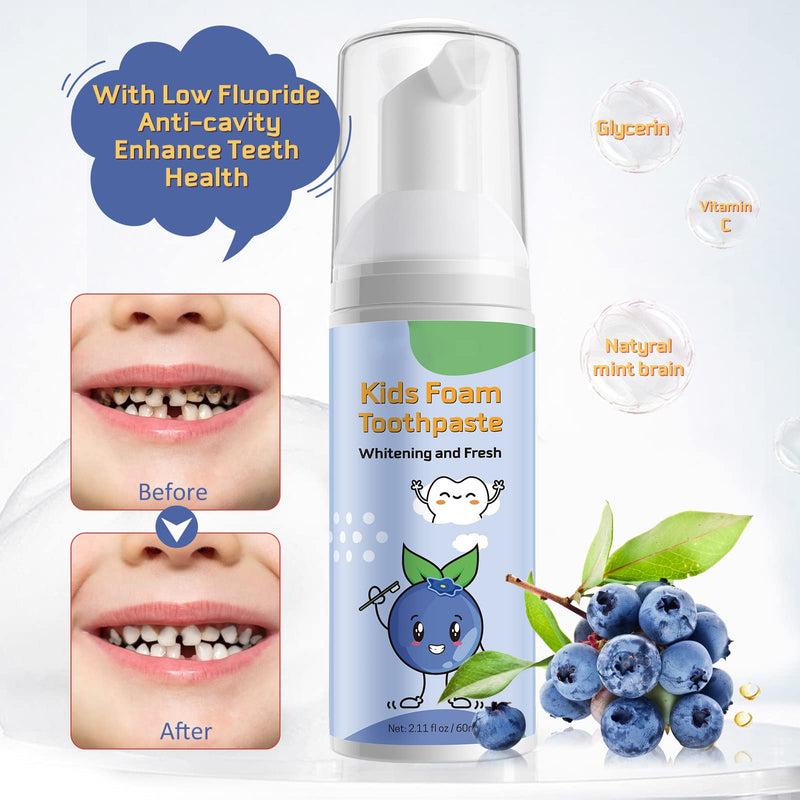 [Australia] - Foam Toothpaste Kids, 4 Packs Kids Foam Toothpaste for U-Shape Electric Toothbrush, Toddler's Toothpaste with Low Fluoride, Children Oral Cleaning for Best Result 4 Flavors Kids Toothpaste 