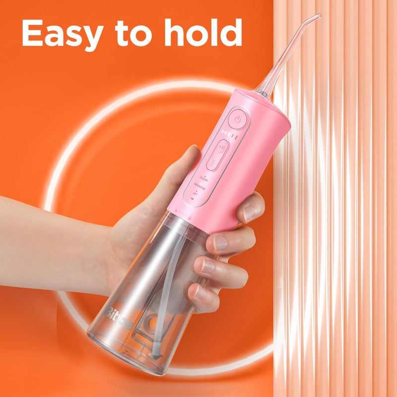 [Australia] - Bitvae C5 Water Flosser Teeth Picks, Cordless Portable Oral Irrigator, Powerful and Rechargeable Water Flosser for Teeth, Brace Care, IPX7 Waterproof Water Dental Picks for Cleaning, Quartz Pink 