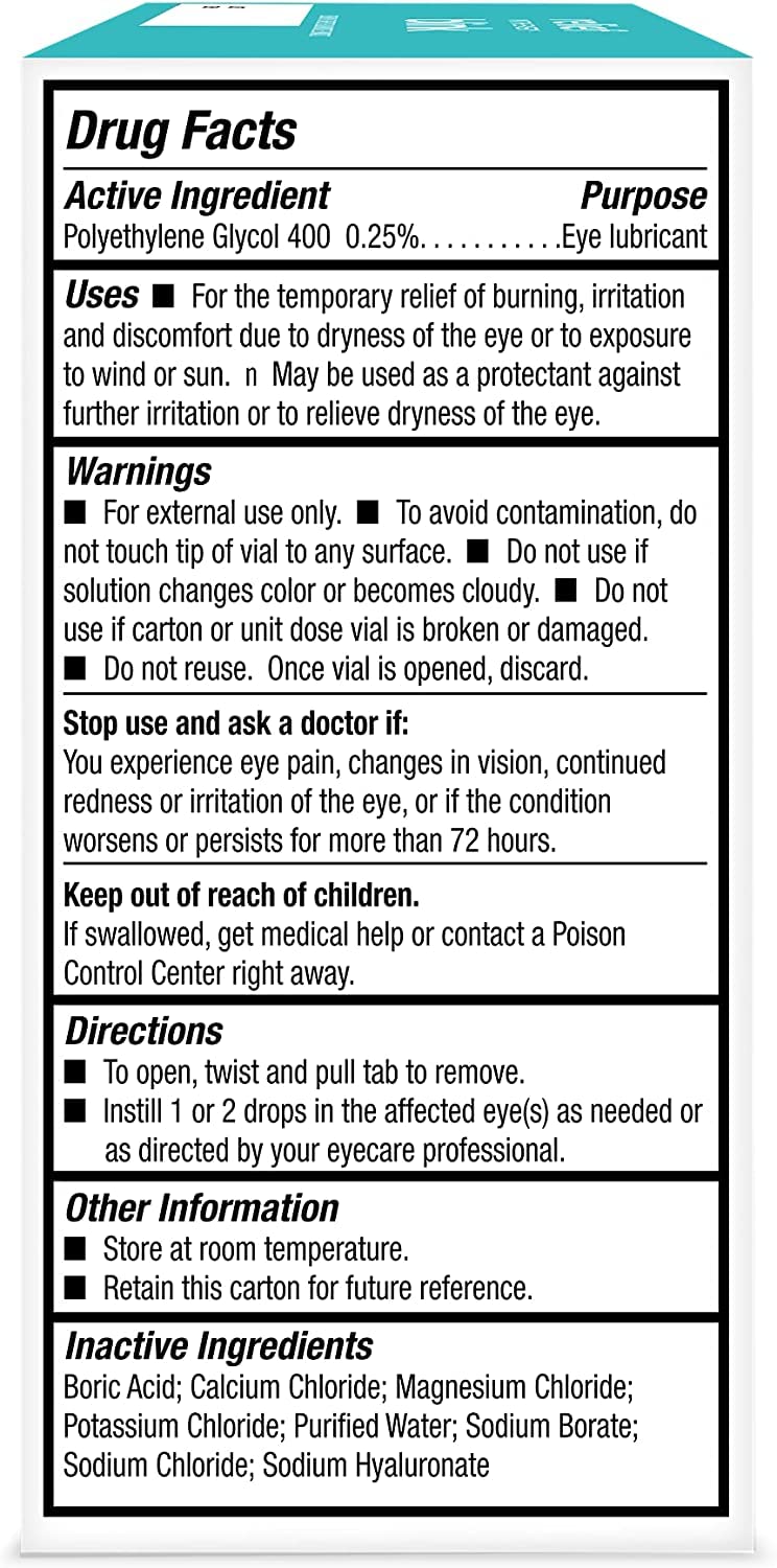 Blink Tears Lubricating Eye Drops Mild-Moderate Dry Eye, 25 Count - 0.01 oz (4 Pack)