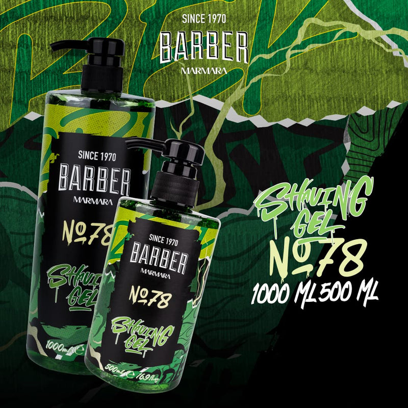 [Australia] - BARBER MARMARA shaving gel men No.78 - men's shaving gel transparent 500ml - shaving gel men - for a precise shave of the beard contours - optimal gliding - cools the skin - with pump dispenser 