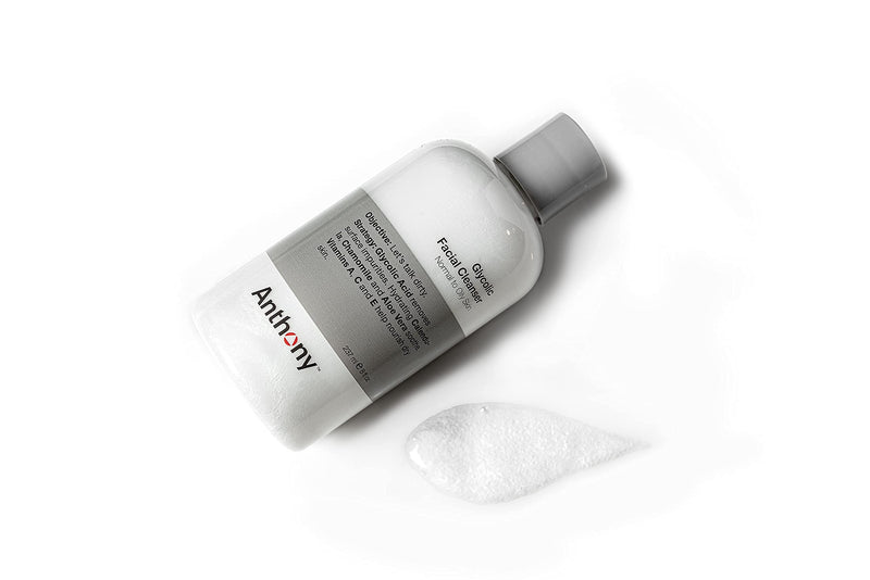 [Australia] - Anthony Glycolic Facial Cleanser for Men, Daily Exfoliating & Hydrating Face Wash, Shave Prep, Non-Foaming, Deep Cleansing, Gentle on Sensitive Skin, Removes Dirt & Oil, Smooths Texture, 8 Fl Oz 8 Fl Oz (Pack of 1) 