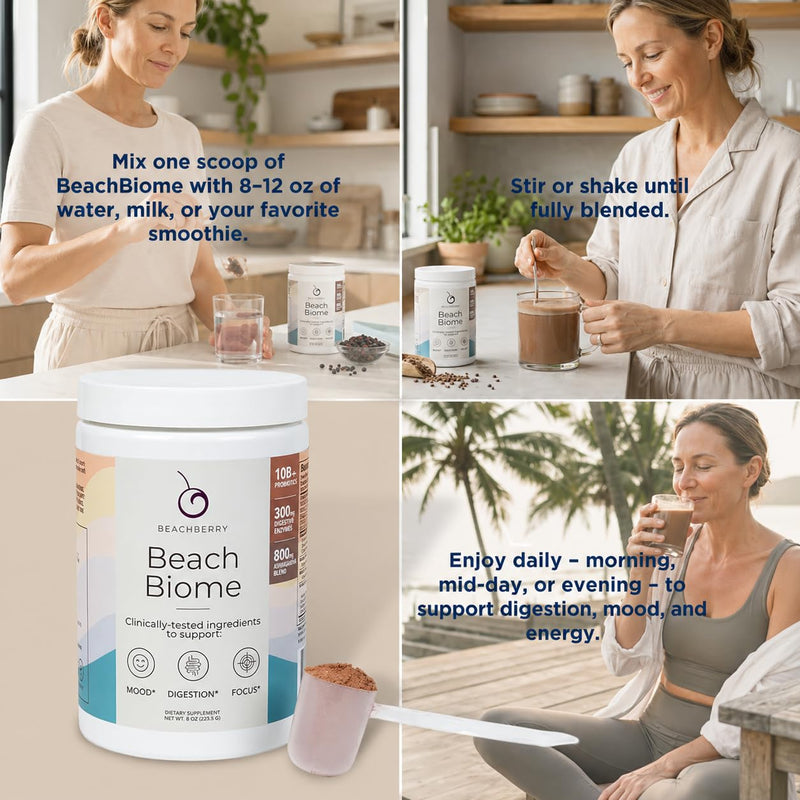 Gut Health & Brain Support Daily Powder – Chocolate - 30 Servings | Brain Support, Digestive Balance, Doctor-Formulated, 10 Clinically Studied Probiotics, Digestive Enzymes, Adaptogens