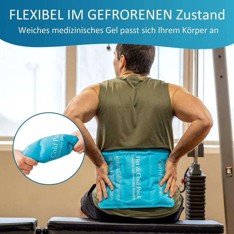 [Australia] - Comfytemp Large Cooling Pad Gel with Velcro Strap, 27 x 37 cm Cooling Pack for Bending for Shoulder Neck Back Knees Buttocks Reusable Ice Pack Cold Warm Compress Cooling Pad 