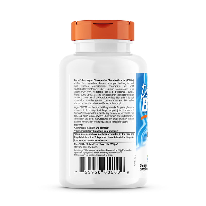 [Australia] - Doctor's Best Vegan Glucosamine Chondroitin MSM, Joint Health, Hair, Skin & Nails, Capsule,120 count 