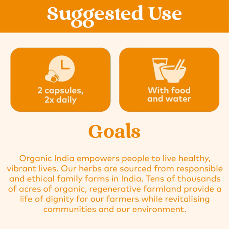 Organic India Turmeric Formula - Organic Turmeric Root with Curcumin Extract & Trikatu - Supports Inflammation Balance & Absorption - Supplements for Men & Women - Vegan & Additive Free - 90 Capsules