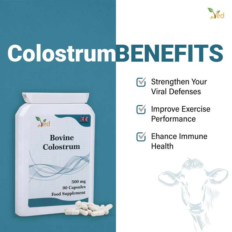 Bovine Colostrum Supplement | Support Immune System and Muscle Growth | 500 Mg X90 Capsules.