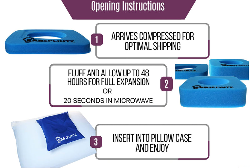 Easy Sleep Ear Pillow, No-Pain Foam Pillow for Sore Ears, Soft Support Ear Pillows for Side Sleepers