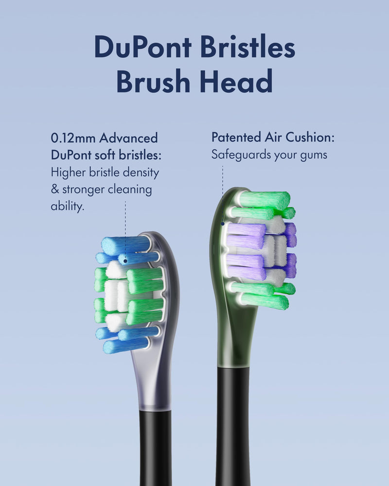 Oscillation & Vibration Sonic Electric Toothbrush for Adults with 4 Dupont Bristles Brush Head, IPX7 Waterproof, USB Rechargeabl, Travel Powered (ABS Black)