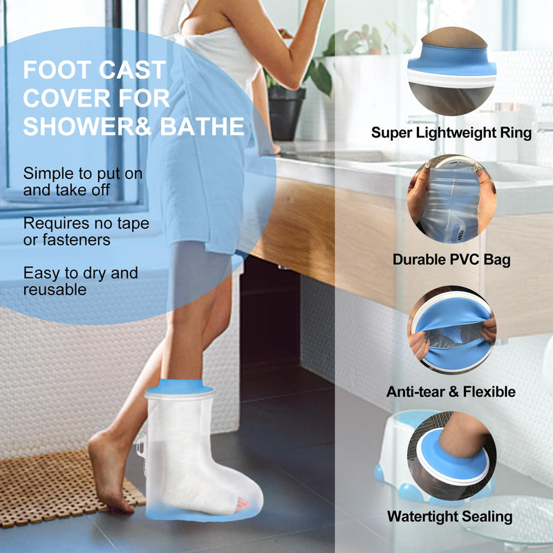 [Australia] - YUNCHI Shower Protection Foot Waterproof Non-Slip for Adults for Shower Cast Protection Waterproof Feet Foot for Showering Reusable Bandage Protection Keep Wound Bandages Dry (M-Foot) 