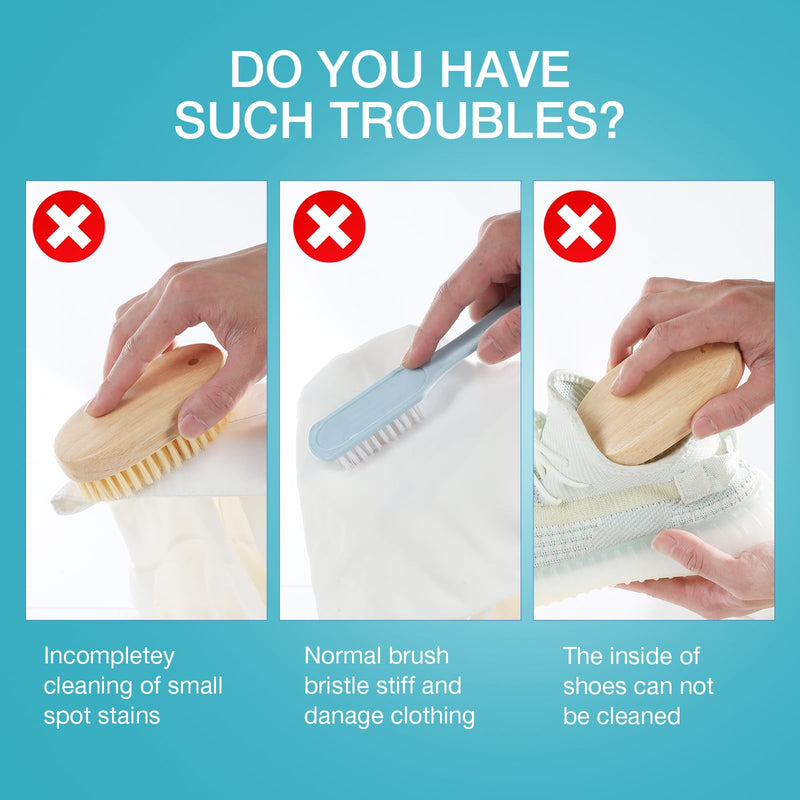 [Australia] - Wood Laundry Brush, OSCIOSS Laundry Stain Brush wth Long Handle and Soft Bristle for Cleaning Clothes & Shoes, Protable Laundry Brush for Stains on Clothes, Natural 