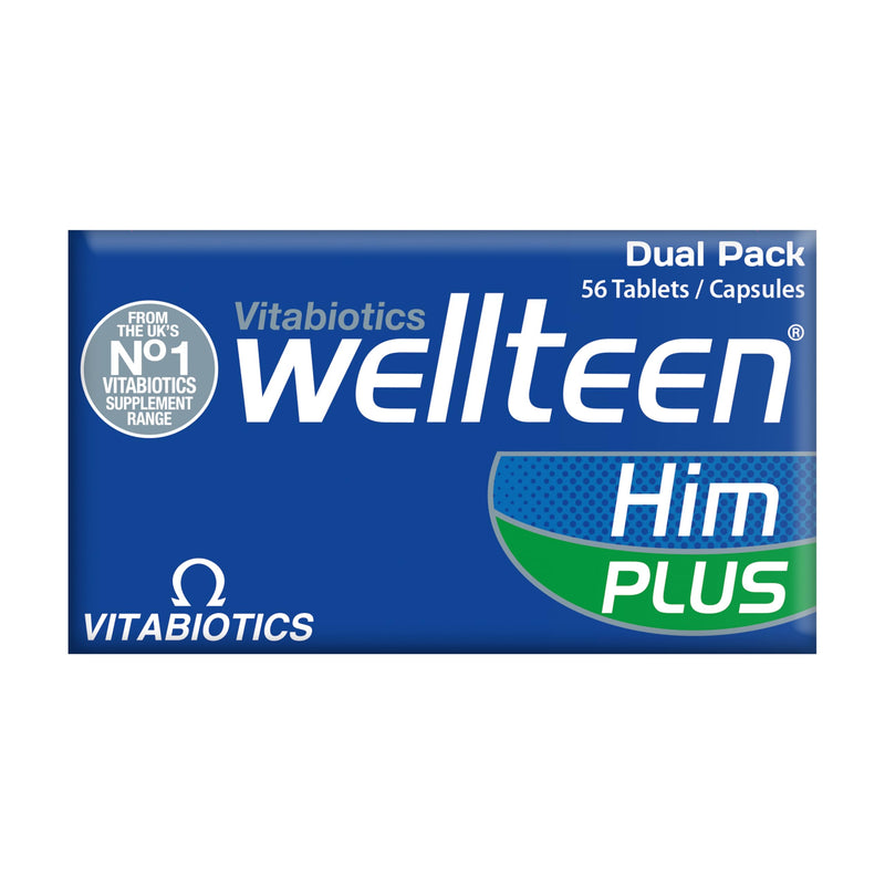 Vitabiotics Wellteen Him Plus Omega-3 - Maximum Nutritional Support for Teenagers and Young Men Ages 13-19 - 56 Tablets and Capsules