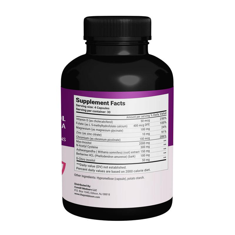 Myo & D-Chiro Inositol 40:1 Ratio – 120 Capsules | Myo Inositol Supplement for Women with Vitamin D, Ashwagandha, Folate & Zinc | Supplement for Hormone Balance & Ovarian Health