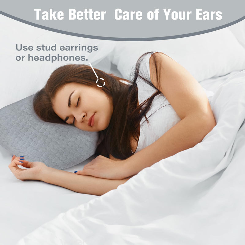 [Australia] - Ear Piercing Pillow for Side Sleepers, Ear Pillows with Holes for Pain, Earring Inflammation Pressure Sores, Cotton Earring Pillow for CNH Side Sleepers Light Gray 