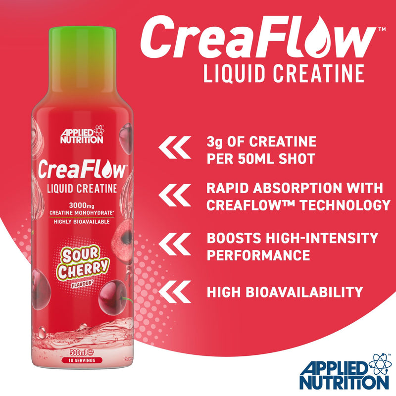 Applied Nutrition CreaFlow™ Liquid 3000mg Creatine per Serving Pre-Mixed for High Absorption & Performance Creatine Monohydrate Powder Alternative Enhanced Strength & Muscle Growth 500ml (10 Servings) Sour Cherry 500 ml (Pack of 1)