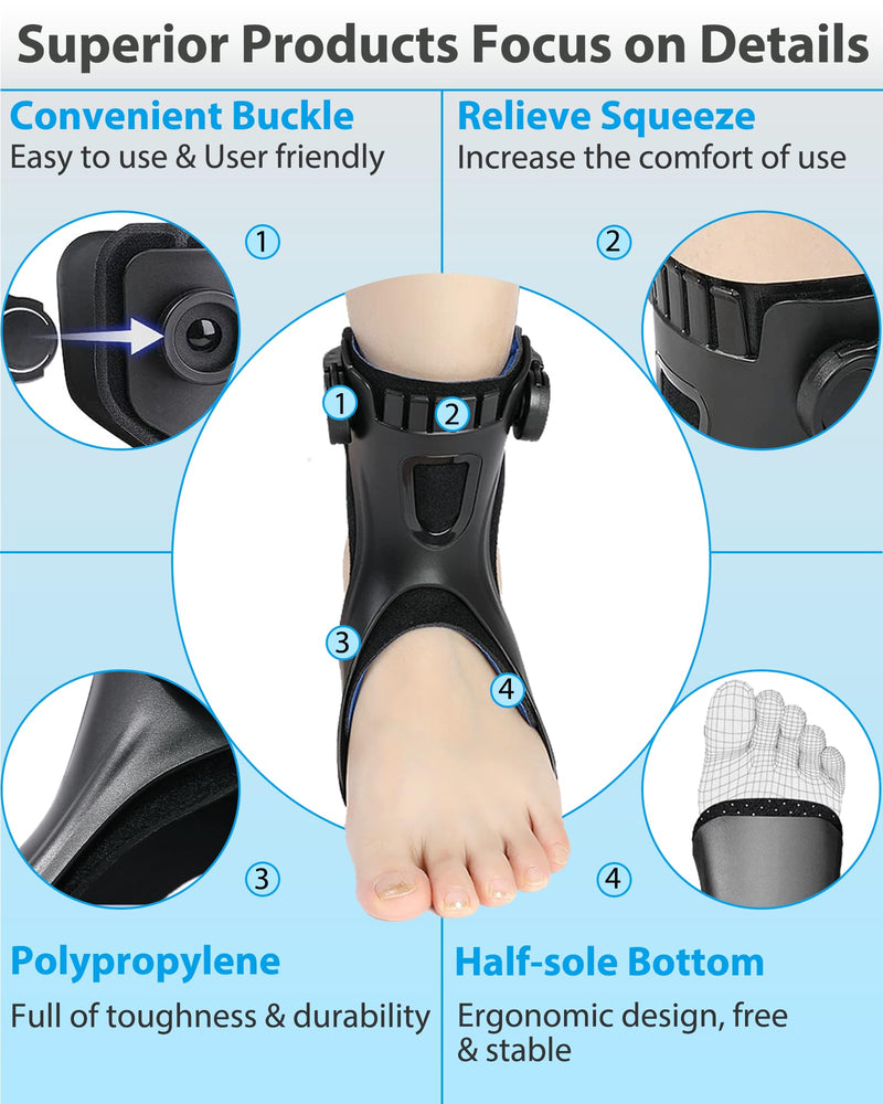 [Australia] - Professional AFO Drop Foot Brace for Men & Women, Foot Drop Brace Orthosis for Hemiplegia & Stroke Varus Foot Drop, Improve Walking Gait & Relieve Pain, Lightweight, Left/L Large 