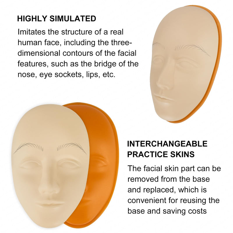 [Australia] - Guapa 5D Nano Eyebrow Practice Head with Stand – Silicone Face Model for Eyebrow, Eyeliner & Lip Training – Preprinted Skin for Beginners and Artists 5D Pre-Printed Kit 2 