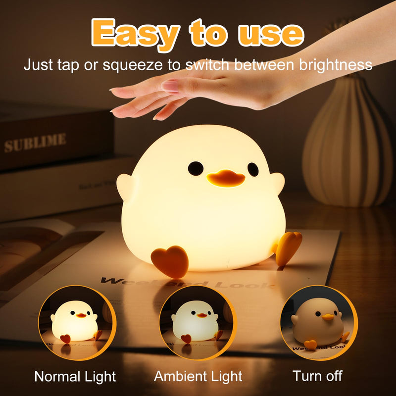 [Australia] - Duck Night Light, Cute Dodo Duck Lamp, Rechargeable Dimmable Nightlight, Silicone LED Bedside Lamp Nursery Nightlight with 20 Minutes Timer and Touch-Sensitive for Bedrooms, Living Room A - DoDo Duck 