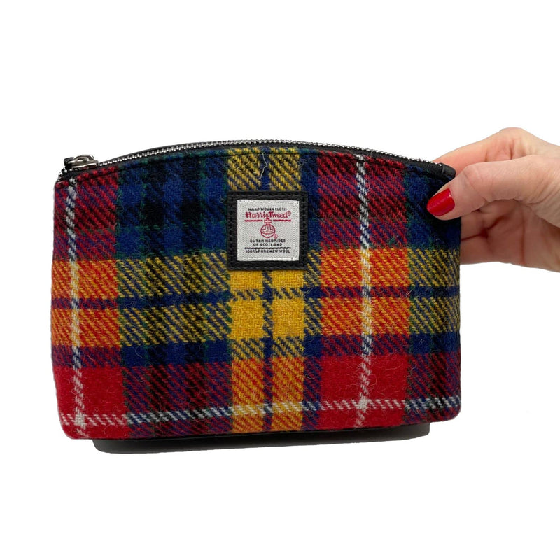 Harris Tweed Small Cosmetic Designed Pouch – Authentic Handcrafted Scottish Wool – Elegant & Compact Beauty Organizer for Women (Saffron) Saffron