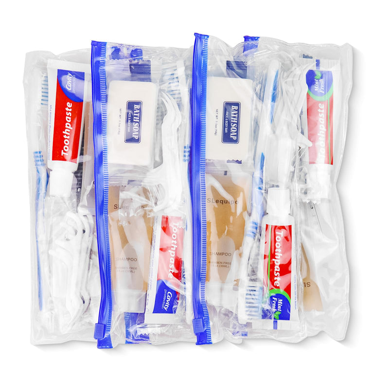 Pack of 10 Hygiene Kit, Hygiene Kit Bulk, Individually Packed, Travel Hygiene Kit with Toothbrush, Toothpaste, Comb, Shampoo, Soap and Floss Picks, Home, Suitable for Hotel, Camping, Travel