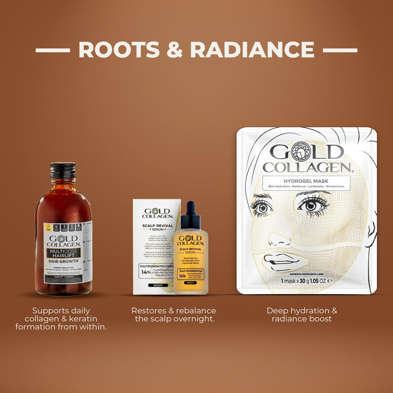 GOLD COLLAGEN Multidose Hairlift - Biotin Hair Growth Marine Collagen Supplements for Women & Men with Hyaluronic Acid, Zinc, Hair Vitamins and Keratin Hair Treatment Also for Skin and Nails, 300 ml