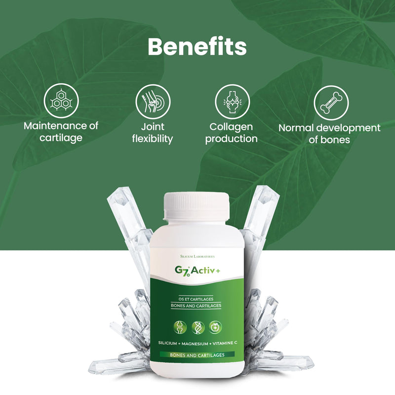 G7 Activ +. Improved Formula. Silicon Supplementation with Vitamin C and Magnesium which Improves The Maintenance Normal Bones and Joints. Extra Energy Supply and Vitality. 60 Capsules.