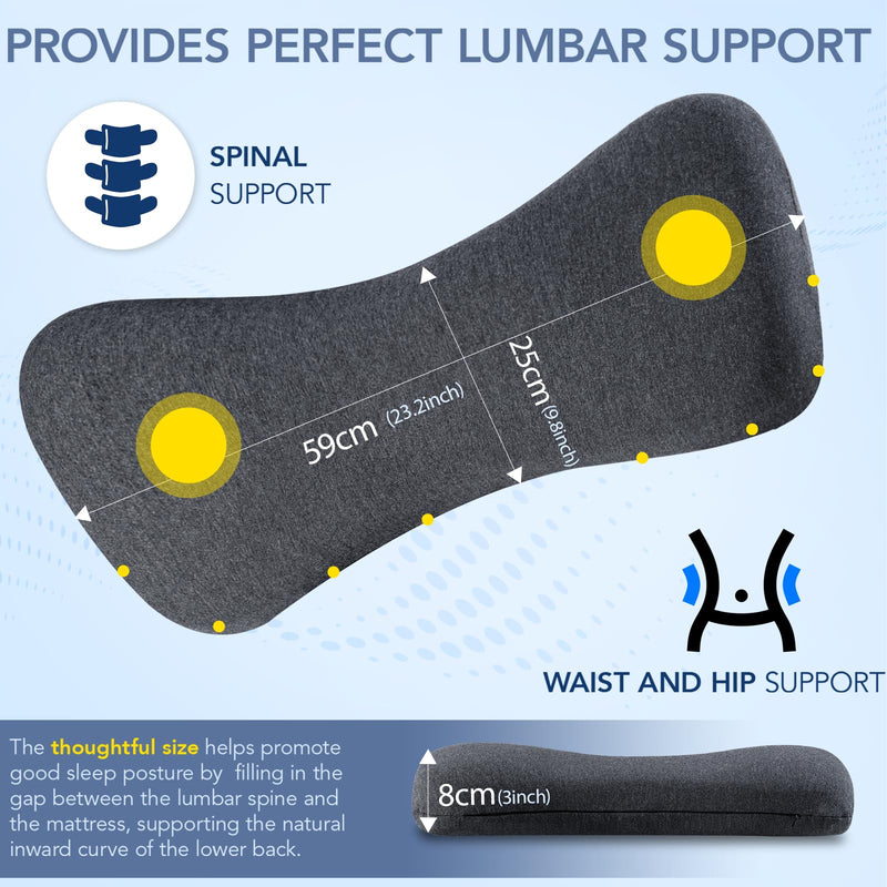 [Australia] - Lumbar Support Pillow for Sleeping Memory Foam Lumbar Pillow for Lower Back Pain Relief Back Support Pillow for Side,Back and Stomach Sleepers-Bed Wedge Bolster Pillow Bed Rest Pillow Standard 