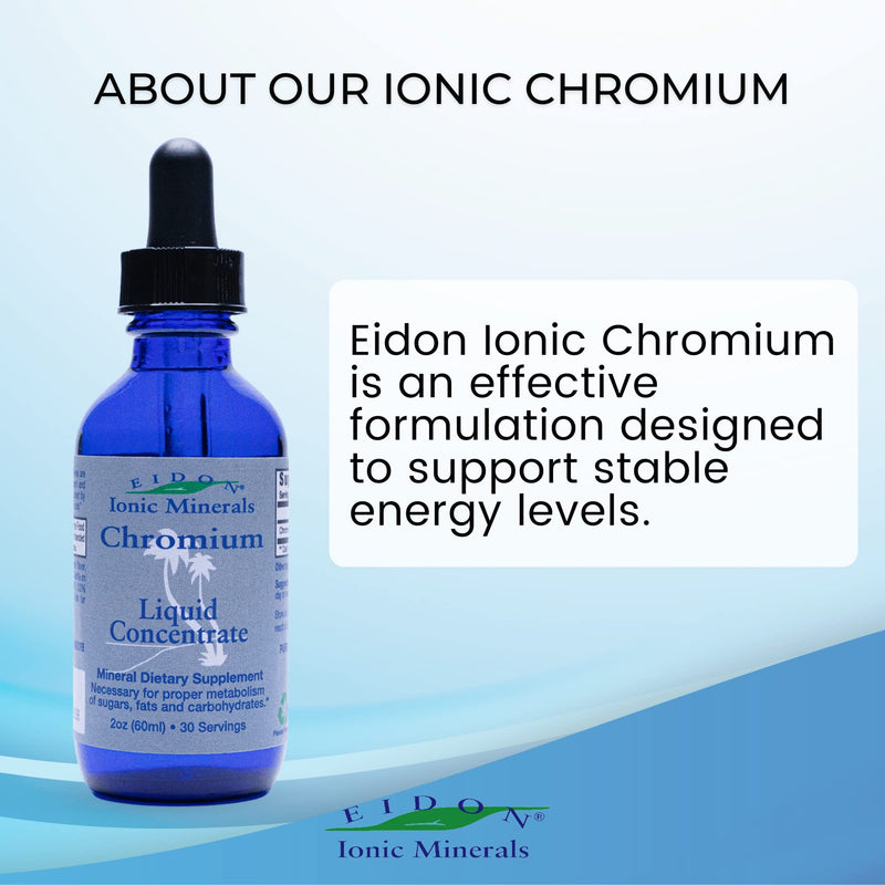 [Australia] - Eidon Ionic Minerals Liquid Chromium Concentrate - Ionic Chromium Supplement Drops, Supports Stable Energy Levels, All-Natural, No Sugar Added, No Preservatives or Additives - 2 oz 