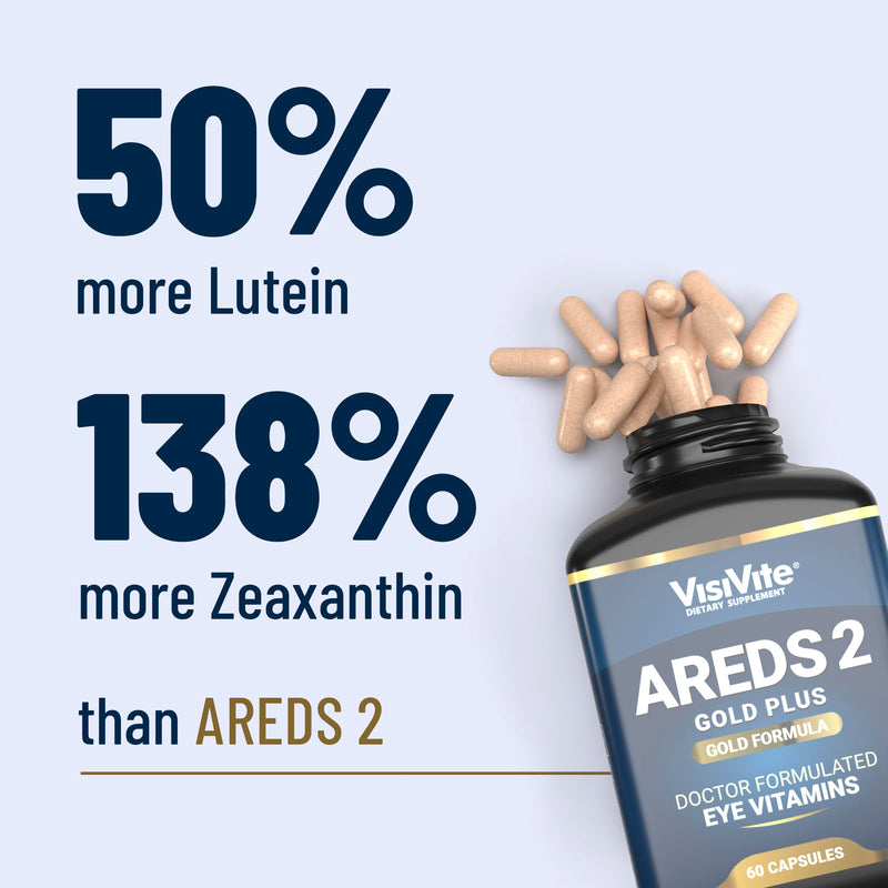 [Australia] - Doctor Formulated AREDS 2 Plus Eye Vitamins with Zeaxanthin Plus Lutein - Bilberry and Grape Seed Extract - Premium Eye Health Formula - 60 Eye Supplement Capsules of VisiVite Gold Plus 1 Pack - 60 Capsules 