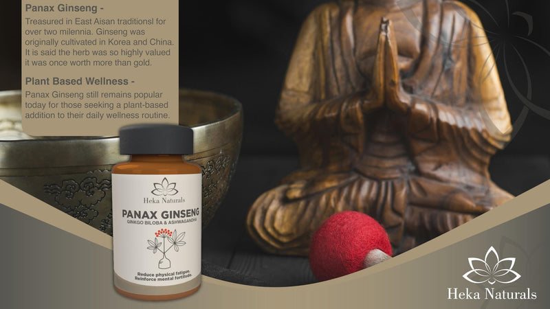 Heka Naturals Panax Ginseng Complex | 90 Capsules with Korean Ginseng, Ginkgo Biloba, Ashwagandha, Beetroot & Green Tea, Botanical Blend with Herbal Ingredients for Balanced, Plant-Based Support
