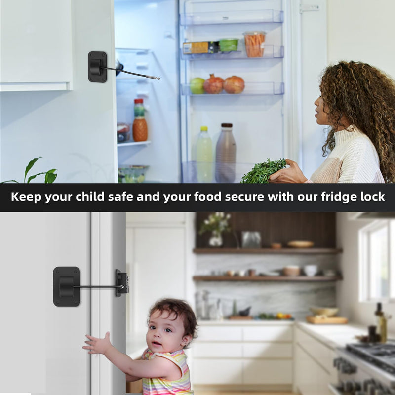 [Australia] - Fridge Lock, Upgraded Refrigerator Lock Combination, Freezer Lock for Upright Freezer, Cabinet Lock with Code for Child Safety, Refrigerator Lock for Kids, Black 