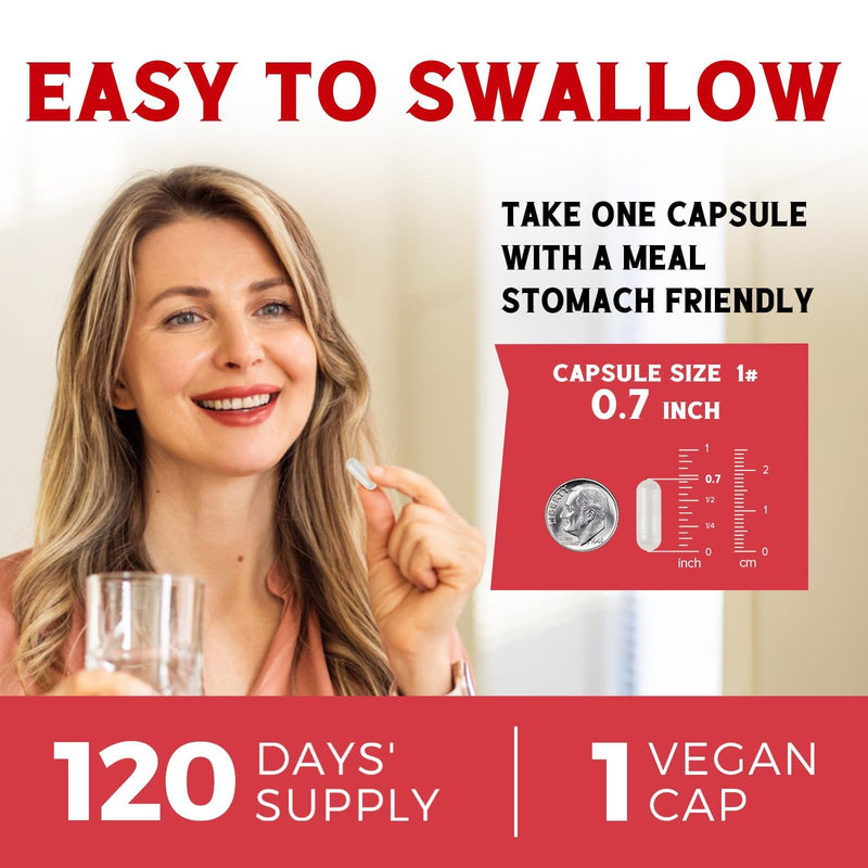Iron Supplement for Women & Men, with Vitamins C, B6, B12 & Folate | for Iron Deficiency, Blood Building & Energy Support, Stomach Friendly, Better Absorption, Non-GMO,No Gluten,120 Vegan Caps 120 Count (Pack of 1)