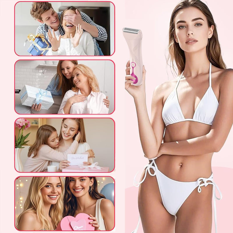 [Australia] - Electric Shaver for Women, Electric Razor for Womens, Bikini Trimmer with LCD Display, Rechargeable Body Hair Trimmer for Bikini Underarm Leg Arm Pubic, Pink 
