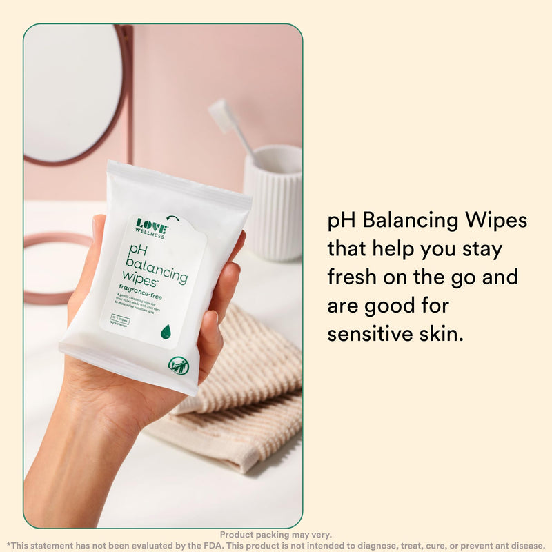 [Australia] - Love Wellness pH Balancing Wipes for Women | Feminine Hygiene for Cleansing with Aloe Vera | Fragrance-Free Intimate Health | Moisturizing, Soothing & Calming for Sensitive Skin | Travel Size | 3-Pack 
