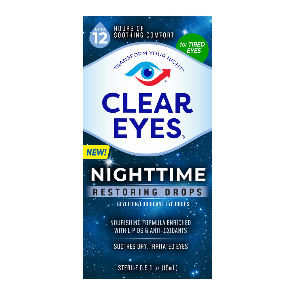 Clear Eyes Nighttime Restoring Eyes Drops, Nighttime Relief Dry Eye Drops, 0.5 Fl Oz