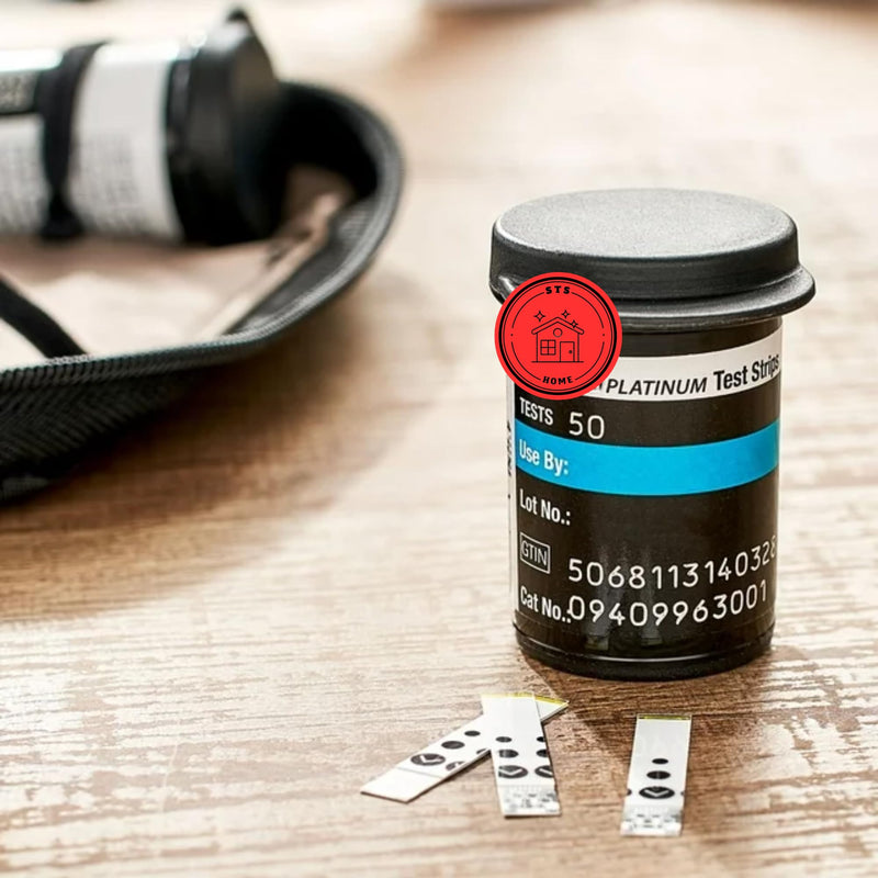 Platinum Blood Glucose Test Strips | Blood Glucose Test Strips | Test Strips for Diabetes | Blood Sugar Test Strips | Diabetic Test Strips | Platinum Test Strips 100 Count + STS Sticker