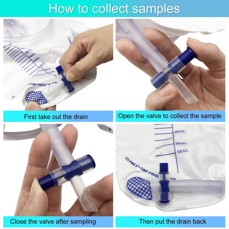 [Australia] - Urinary Drainage Bag with Anti-Reflux Chamber, Urine Bag with 2000 mL Volume, 48" Drainage Tube, Clips and Hanging Hook, Professional Urinary Bag for Home and Hospitals Health Aids, 5 Pack 