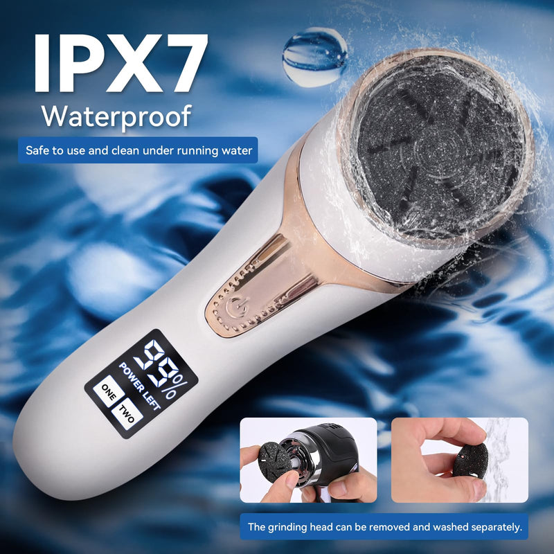 [Australia] - Electric Callus Remover for Feet with Vacuum, Premium Portable Pedicure Tools Rechargeable Waterproof 2 Speed Foot File Scrubber Callus Remover Tool Foot Care kit （White） White4 