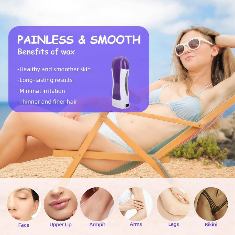 [Australia] - ZJchao Electric Depilatory Roll On Brazilian Wax Heater, Portable Wax Warmer with LCD Temperature Display for Home and Travel Use (US Plug 110V) 