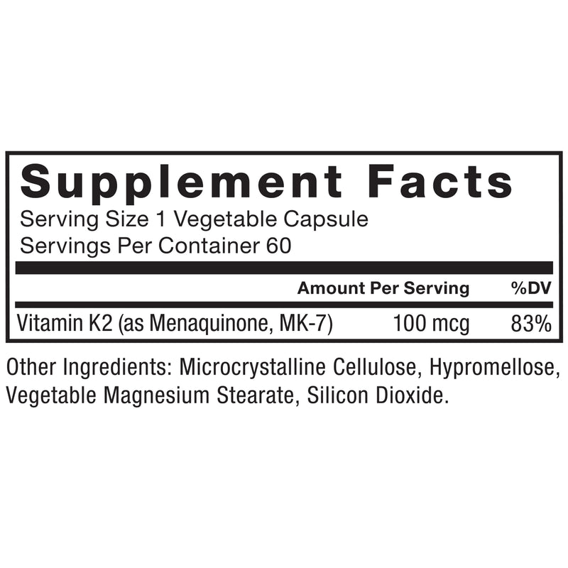 Force Factor MK-7 Vitamin K2 100mcg, Bone Support Supplement | for Women & Men, Support Heart Health, Bone Density, and More, BIoavailable Form, Vegan, Non-GMO, 60 Vegetable Capsules