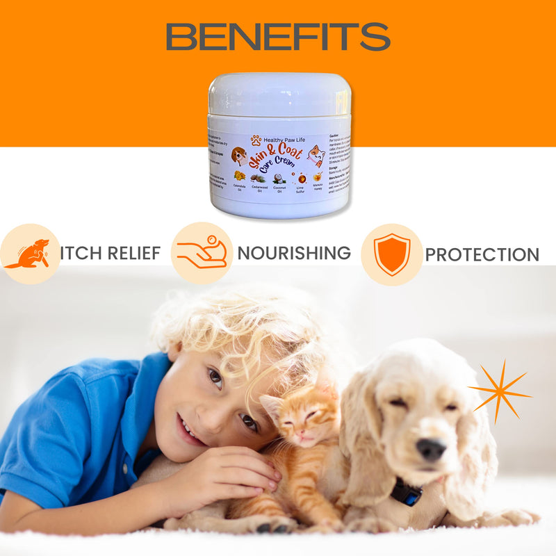 Skin and Coat Care Ointment for Pets - Itchy or Dry Skin, Wounds, Hot Spots – Calendula Oil, Manuka Honey, Lime Sulfur, Cedarwood Oil, Coconut Oil – Dogs, Cats, Puppies, Kittens - PawsPlanet Australia