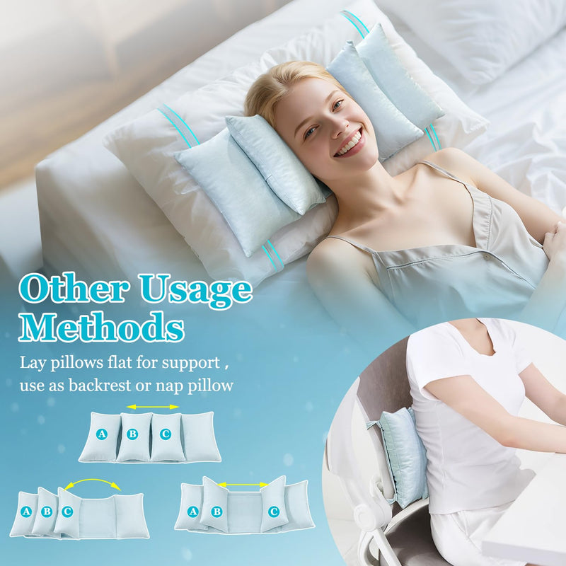 [Australia] - Beauty Pillow - Anti Wrinkle Aging Face Up for Sleeping Upright Back Training Post Eye Surgery Wrinkle Prevention Neck Stabilization Head Positioning (Cooling Fabric) Blue-cooling 